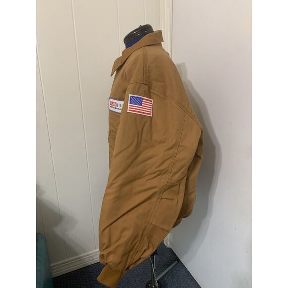 Walls FR Bomber Jacket XL Brown Canvas Quilted Lining Work Flame Resistant 3 HRC - Picture 2 of 8
